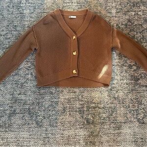 Brown Button-Up Women's Sweater